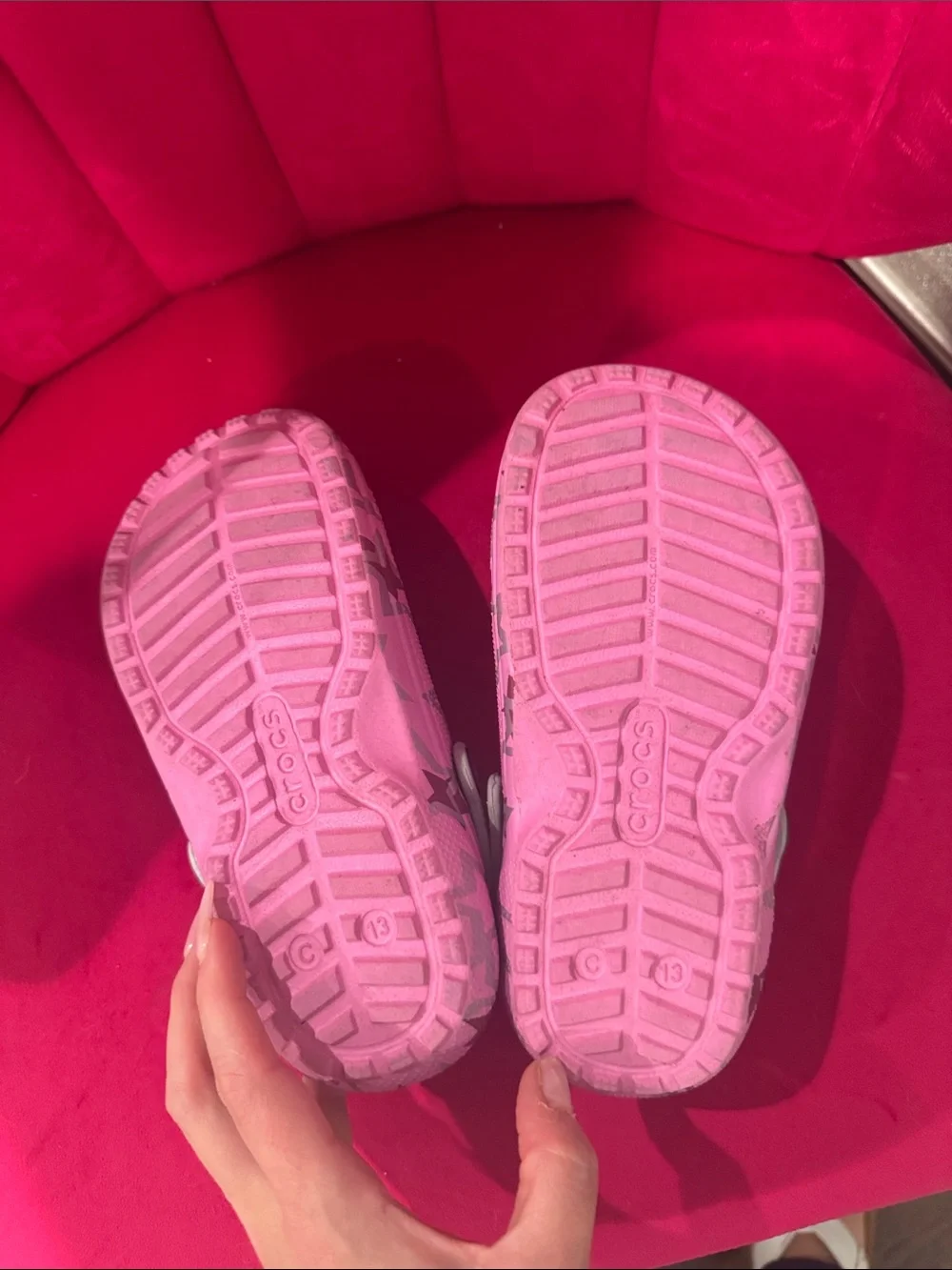 CROCS Kids Pink Star-Print Fleece Lined Clogs